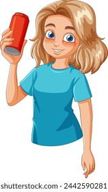 Smiling young girl with a beverage in hand