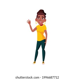 smiling young girl greeting girlfriend in cafe cartoon vector. smiling young girl greeting girlfriend in cafe character. isolated flat cartoon illustration