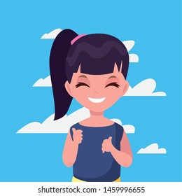 smiling young girl with sky background, portrait