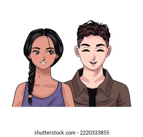 smiling young lovers couple characters