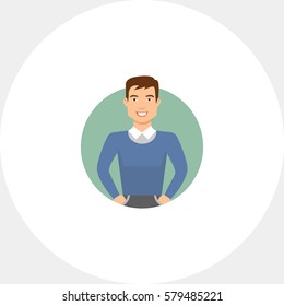 Smiling young man in blue