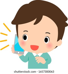 Joven sonriente llamando con un smartphone