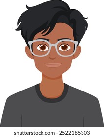 Smiling young man wearing glasses and a t-shirt