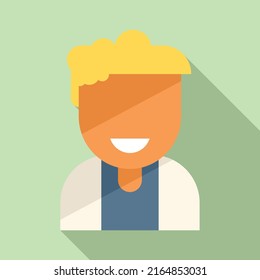 Smiling young person icon flat vector. Happy character. Portrait group