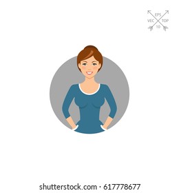 Smiling young woman in blue