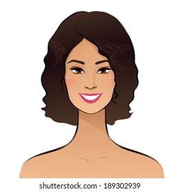 Smiling young woman. Vector illustration.