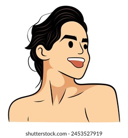 Smiling young woman.Vector flat illustration