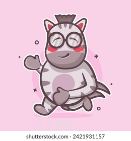 smiling zebra animal character mascot running isolated cartoon
