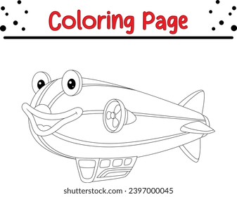 smiling zeppelin coloring page. vehicle coloring book for children