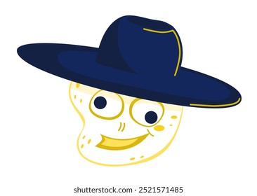 Sombrero de cabeza de zombie sonriente para Halloween. Vector ilustración de dibujos animados 