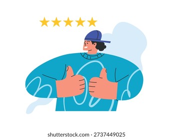 Smilingng man showing double thum up, approval, feedback, agreement