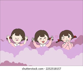 Smille girl on pink heart