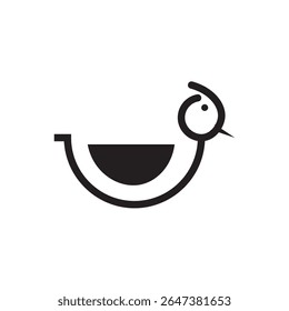  smilling bird icon. Whimsical bird illustration with round eye, perfect for kids and cartoons.