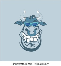 Smilling bull wear eyeglass vector