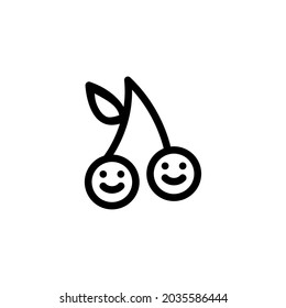 Smilling Cherry Fruit Vegetable Food Monoline Symbol Icon Logo for Graphic Design UI UX and Website