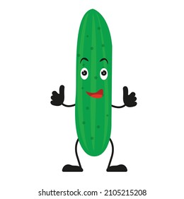 Smilling cute cucumber. Vector illustration in cartoon style.
