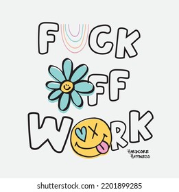 smilling face whit text and a daisy flower