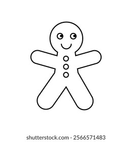 smilling gingerbread man icon in black outline