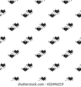  Smilling hearts . Vector seamless pattern.