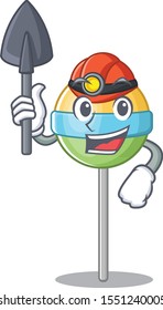 smilling miner mascot round lollipop with character