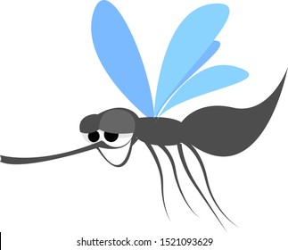 Mosquito sorridente, ilustração, vetor sobre fundo branco.