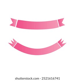 Smilly Pink ribbon banner isolated on a blank background. Element for your design, with space for your text. Vector Illustration