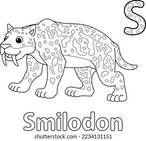 Smilodon Animal Alphabet ABC Isolated Coloring S