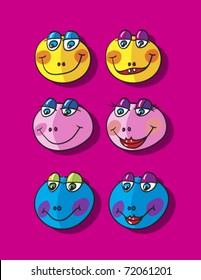 smily cartoon, abstract vector art illustration