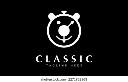 Smily face classic alarm clock abstract monogram vector logo template