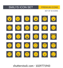 Smilys icons set vector 