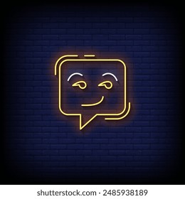 smirk emoji symbol neon sign vector