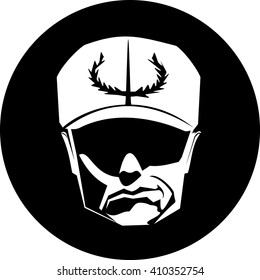 Smirk face logo icon emblem male man style Shadowed grin male in a cap vector illustration poster
