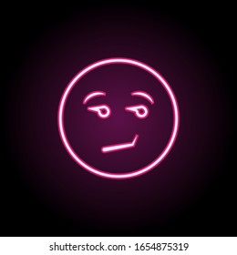 Smirk face, neon icon. Simple thin line, outline vector of emoji icons for ui and ux, website or mobile application