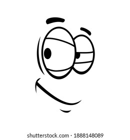 Smirk smile isolated conceited emoticon expression side view. Vector , good mood