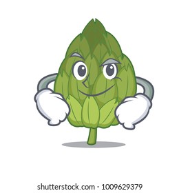 Smirking artichoke character cartoon style