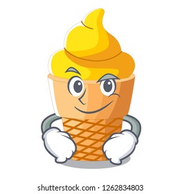 Smirking banana ice cream isolated on mascot