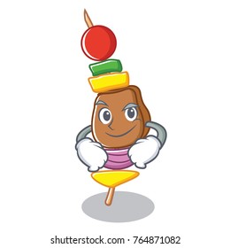 Smirking barbecue character cartoon style