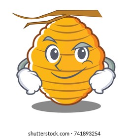 Smirking bee hive character cartoon