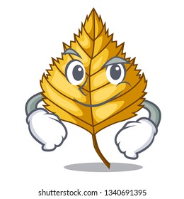 Smirking birch leaf isolated in the character