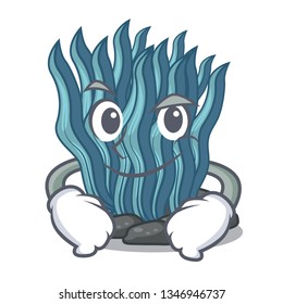 Smirking blue seaweed isolated in the character