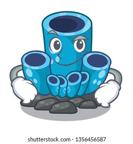 Smirking blue sponge coral in character aquarium