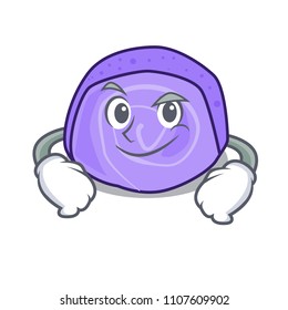 Smirking blueberry roll cake character cartoon