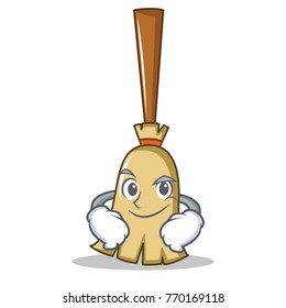 Smirking broom character cartoon style