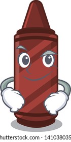 Smirking brown crayon isolated with the mascot