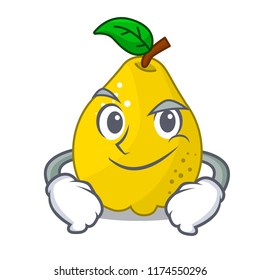 Smirking bunch cartoon of juicy yellow quinces fruits