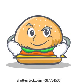 Smirking burger character fast food