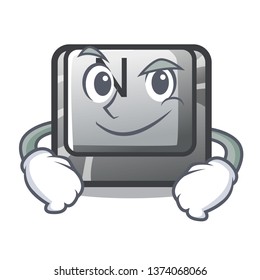 Smirking button N isolated with the cartoon