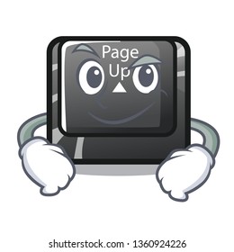 Smirking button page up isolated with character
