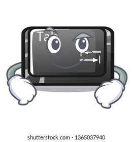 Smirking button tab in the shape cartoon
