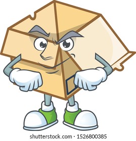 Smirking cardboard open with character mascot shape
